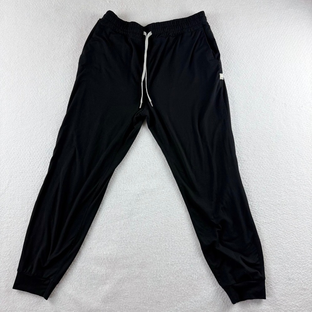 Vuori Mens Performance Joggers Black Recycled Stretch Drawstring Pants Medium